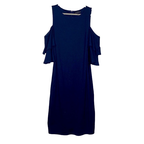 Eloquii Women's Blue Cold Shoulder Formal Flowy Midi Dress Stretch size 20 - Picture 1 of 12